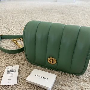 Coach Dinky 18 Quilted Green Nappa Leather